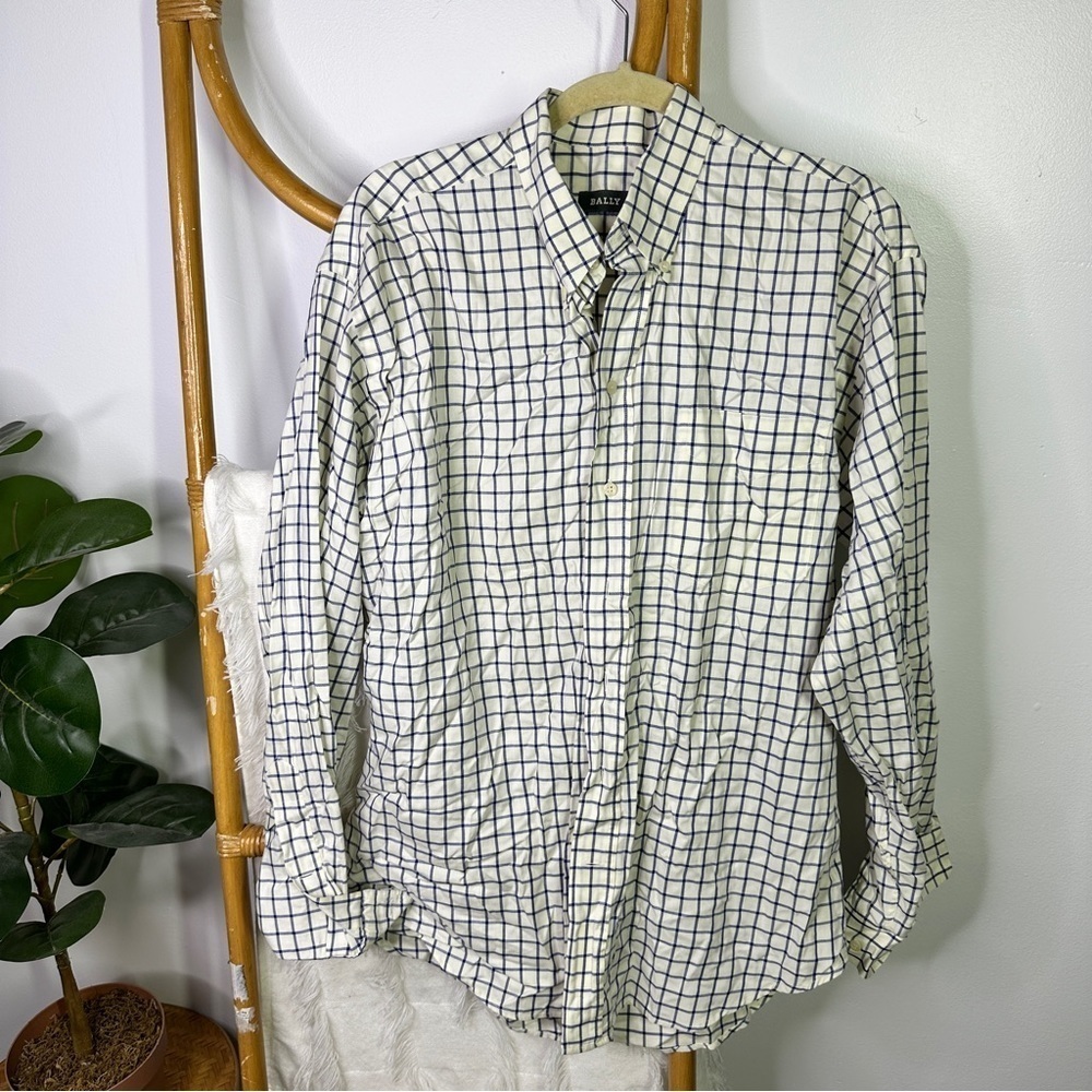 Mens Bally Plaid Dress Shirt sz 42/16.5